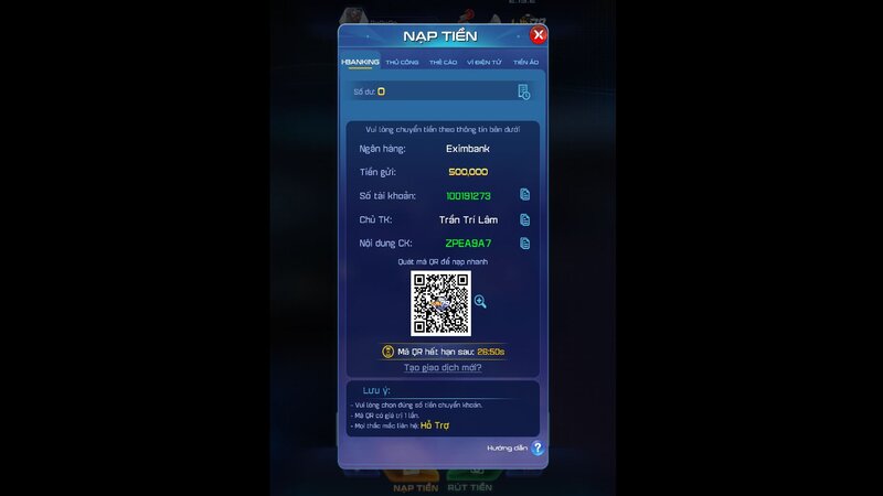 Nạp tiền vào WIN79 qua I-Banking